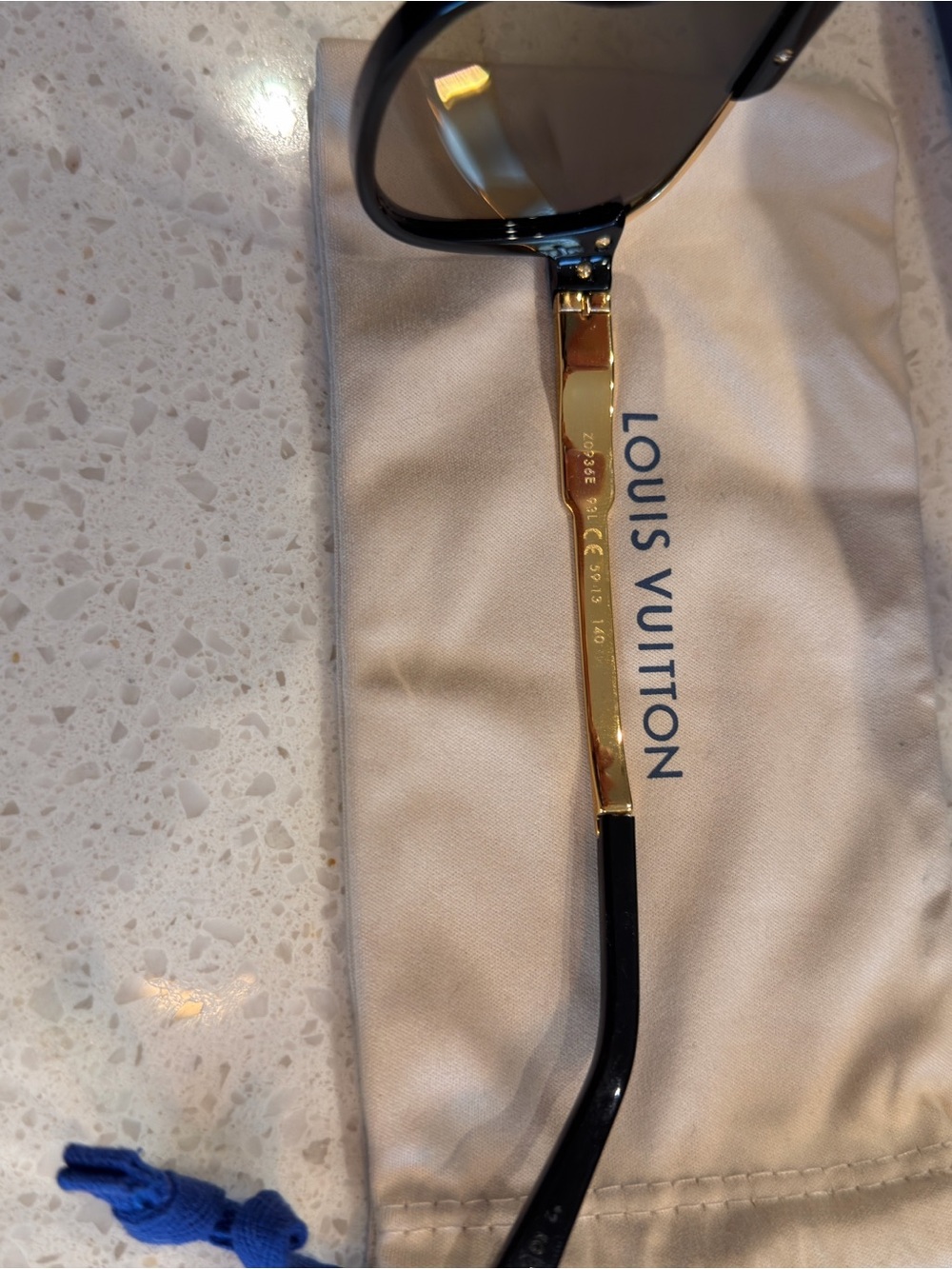 Louis Vuitton Black & Gold Aviator Sunglasses with Gradient Lenses - Picture 9 of 10